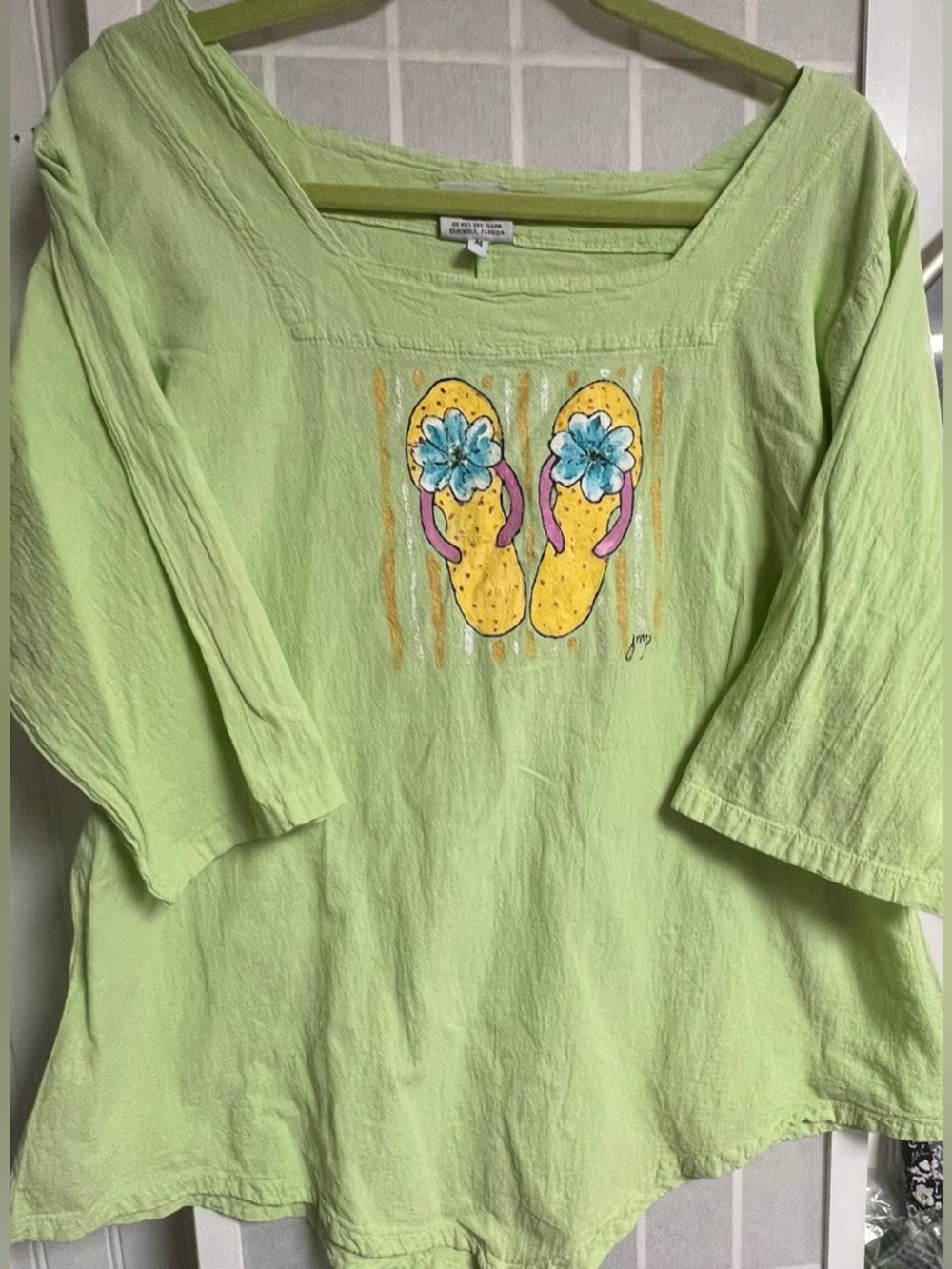 Cottonseed Wear Women's 100% Cotton Top Size Medium Lagenlook Flip Flops